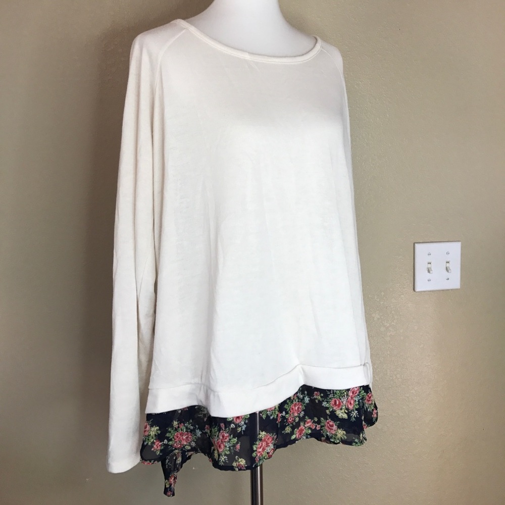 DEB Layered Floral Printed Split Back Top 2X